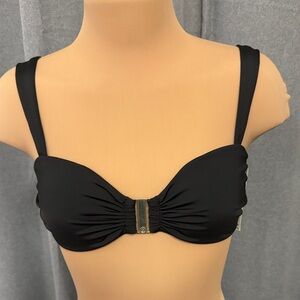 Victoria's Secret Swim Black Bikini Top with Gold Detail